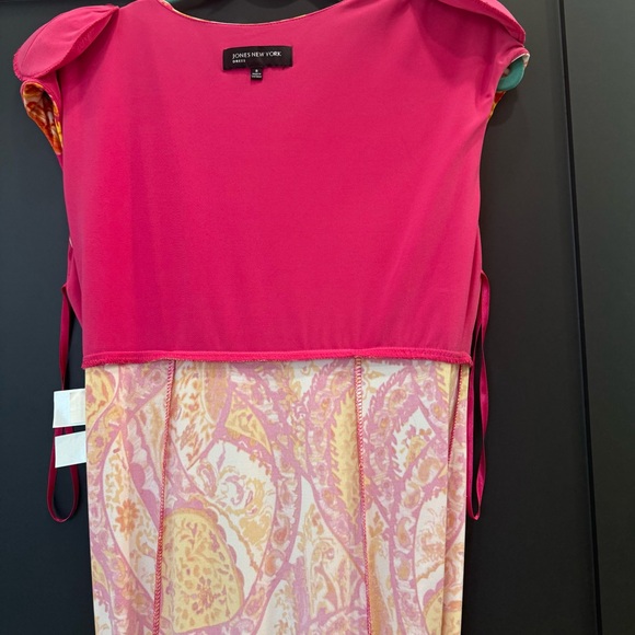 NWT Jones New York Fuchsia Pink and Orange Paisley Midi Dress Size 8 - Picture 11 of 13